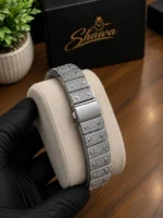 Cartier Santos Style Iced Out Diamond Mens Luxury Watch Bracelet and Folding Clasp