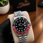 Rolex GMT-Master II Style Red and Black Coke Bezel Mens Luxury Watch with Box Front View